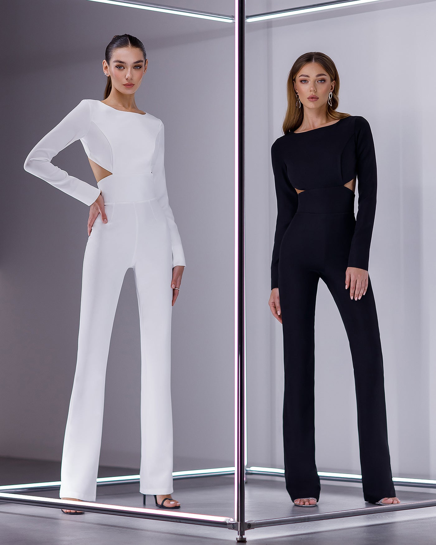 Black BACKLESS CUT-OUT Long-SLEEVE jumpsuit (article 422)