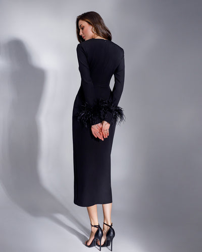 Black LONG SLEEVE MIDI DRESS (ARTICLE 374)