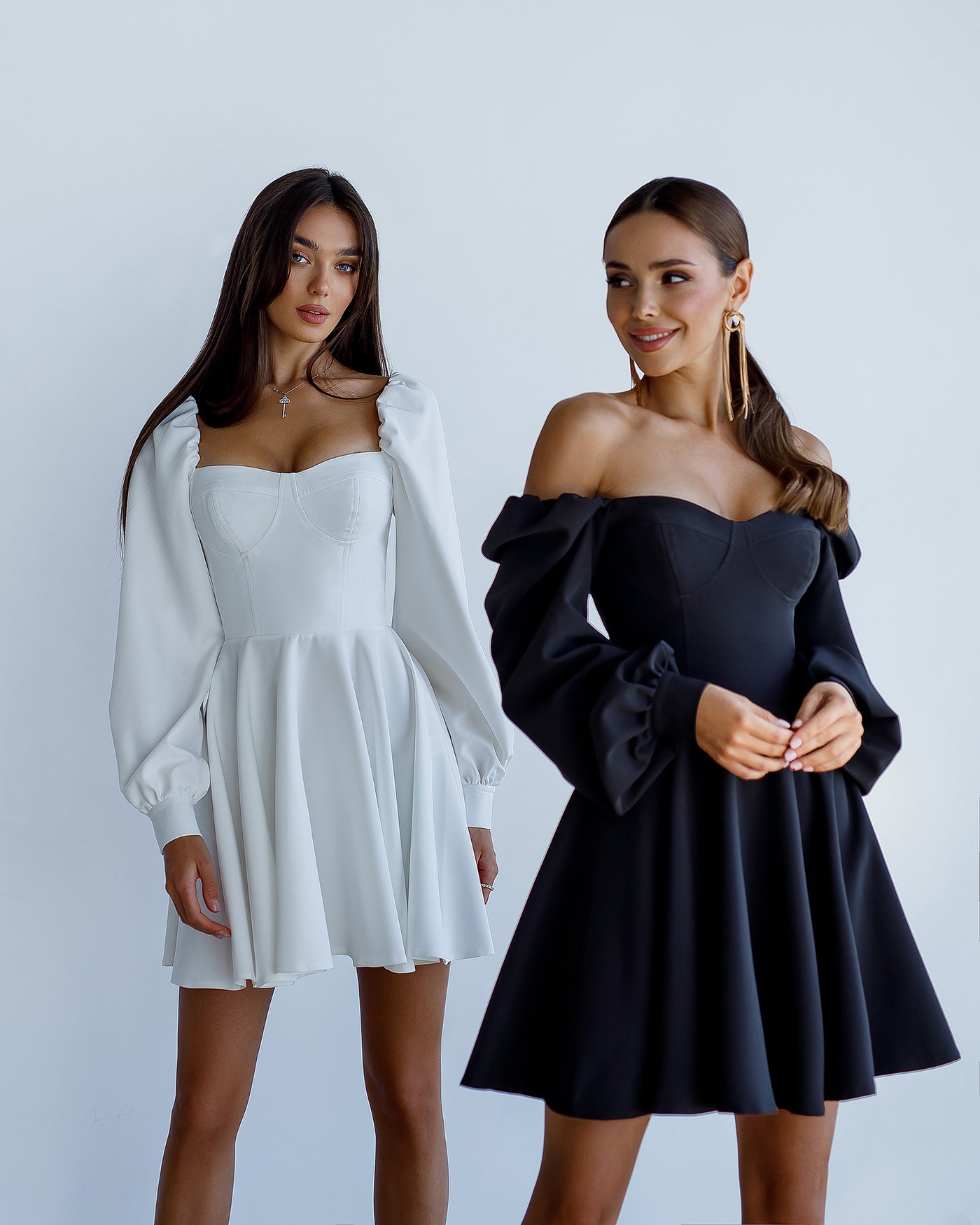 White BACKLESS PUFF SLEEVE MINI DRESS (ARTICLE 403)