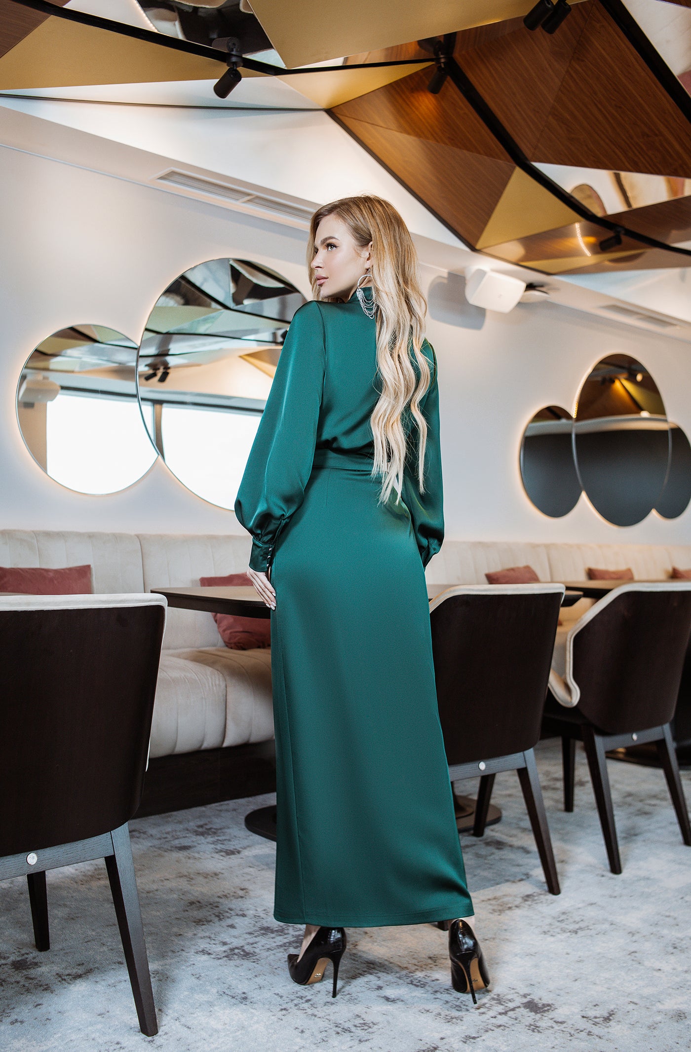 Emerald COLLARED WRAP MIDI DRESS (ARTICLE C405)