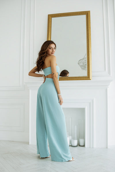 Mint BOW TOP & WIDE-LEG PANTS 2-PIECE SET (ARTICLE C371)