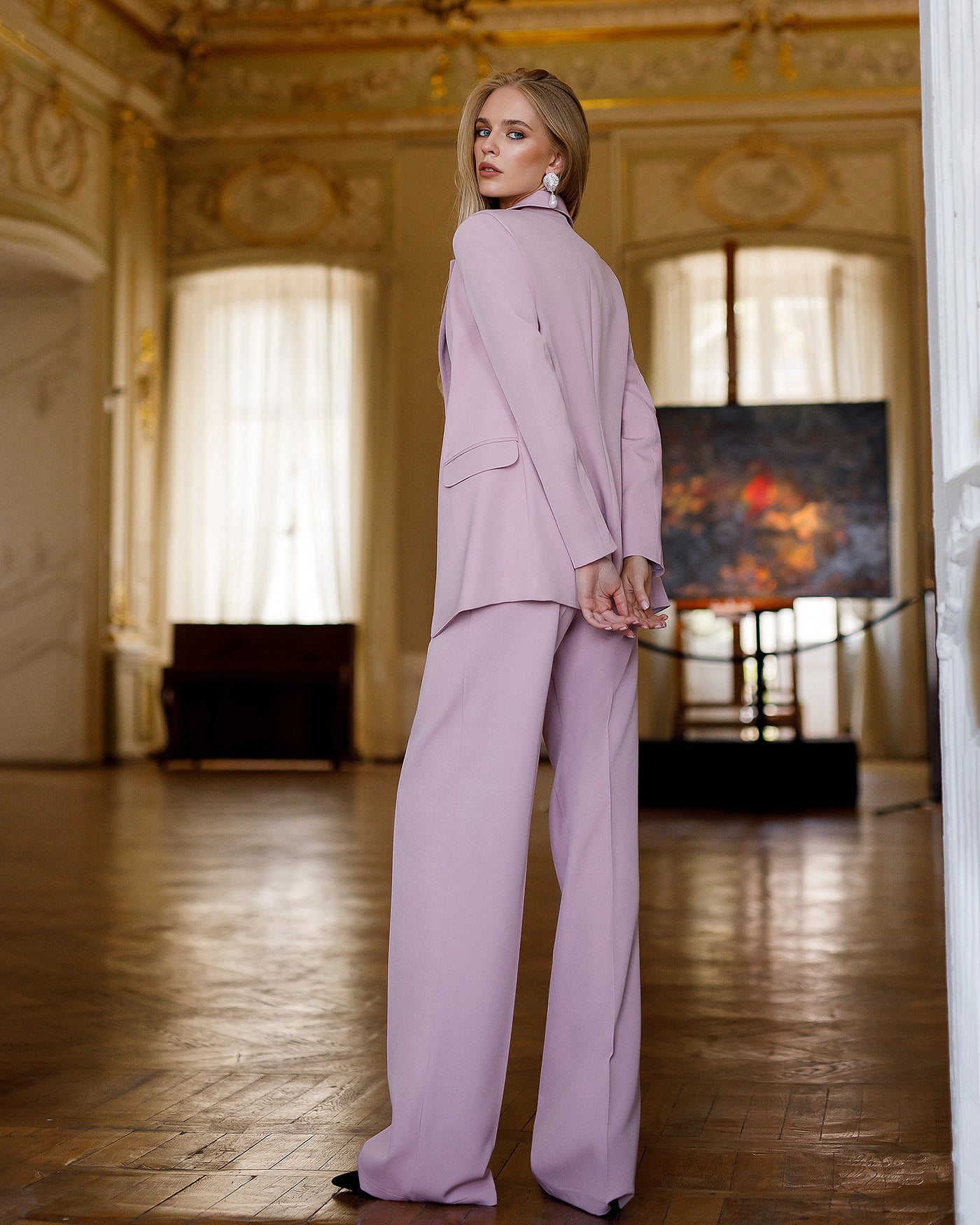 Dusty Pink BELTED WIDE-LEG SUIT 2-PIECE (ARTICLE 030)