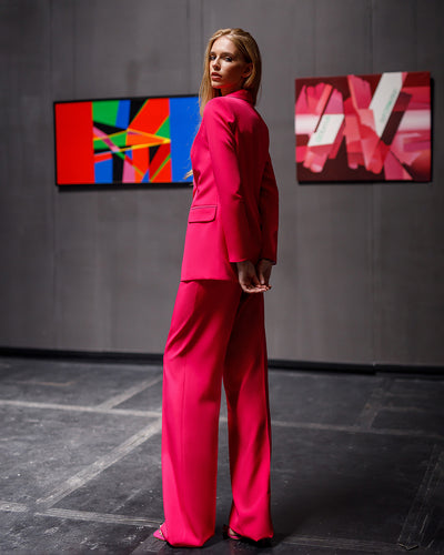 Crimson Belted Wide-Leg Suit 2-Piece (article 030)