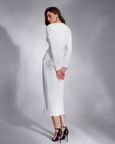 White LONG SLEEVE MIDI DRESS (ARTICLE 374)