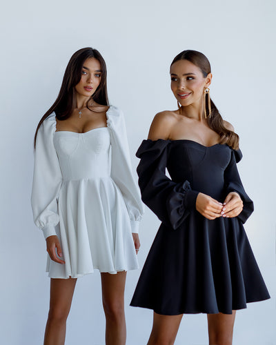 Black BACKLESS PUFF SLEEVE MINI DRESS (ARTICLE 403)