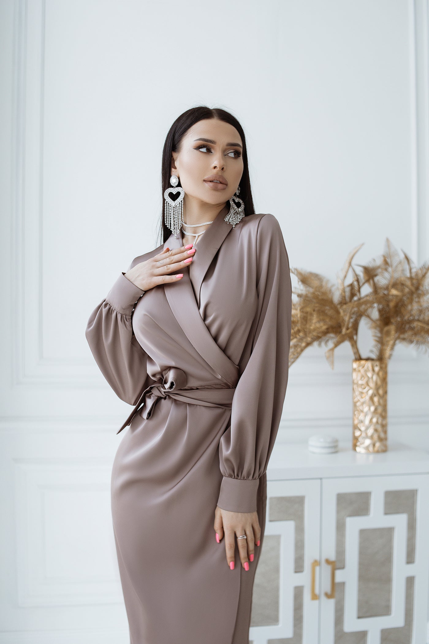 Mocco COLLARED WRAP MIDI DRESS (ARTICLE C405)