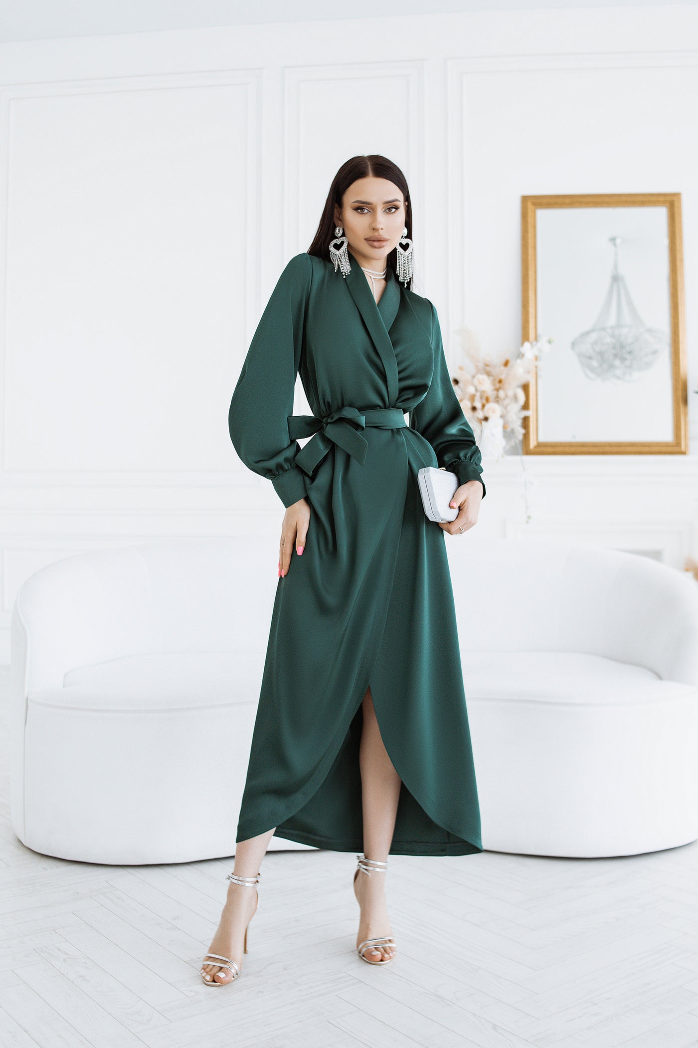 Emerald COLLARED WRAP MIDI DRESS (ARTICLE C405)