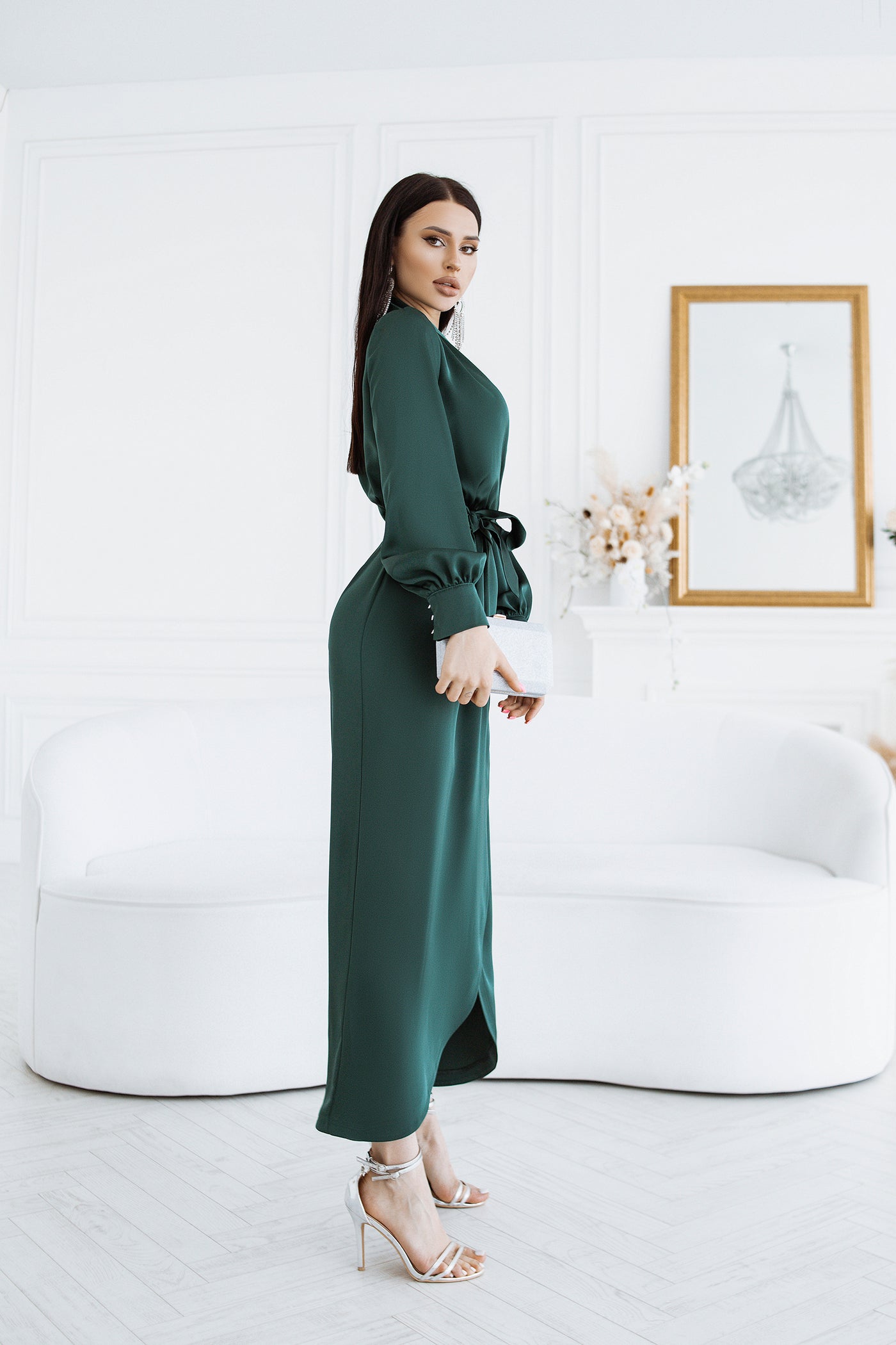 Emerald COLLARED WRAP MIDI DRESS (ARTICLE C405)