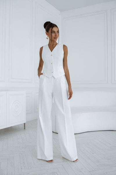 White LINEN VEST 2-PIECE SUIT (ARTICLE C416)