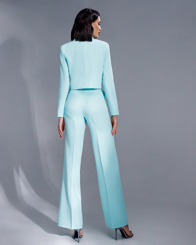 Tiffany-Blue Crop Jacket Suit 2-Piece (article 334)