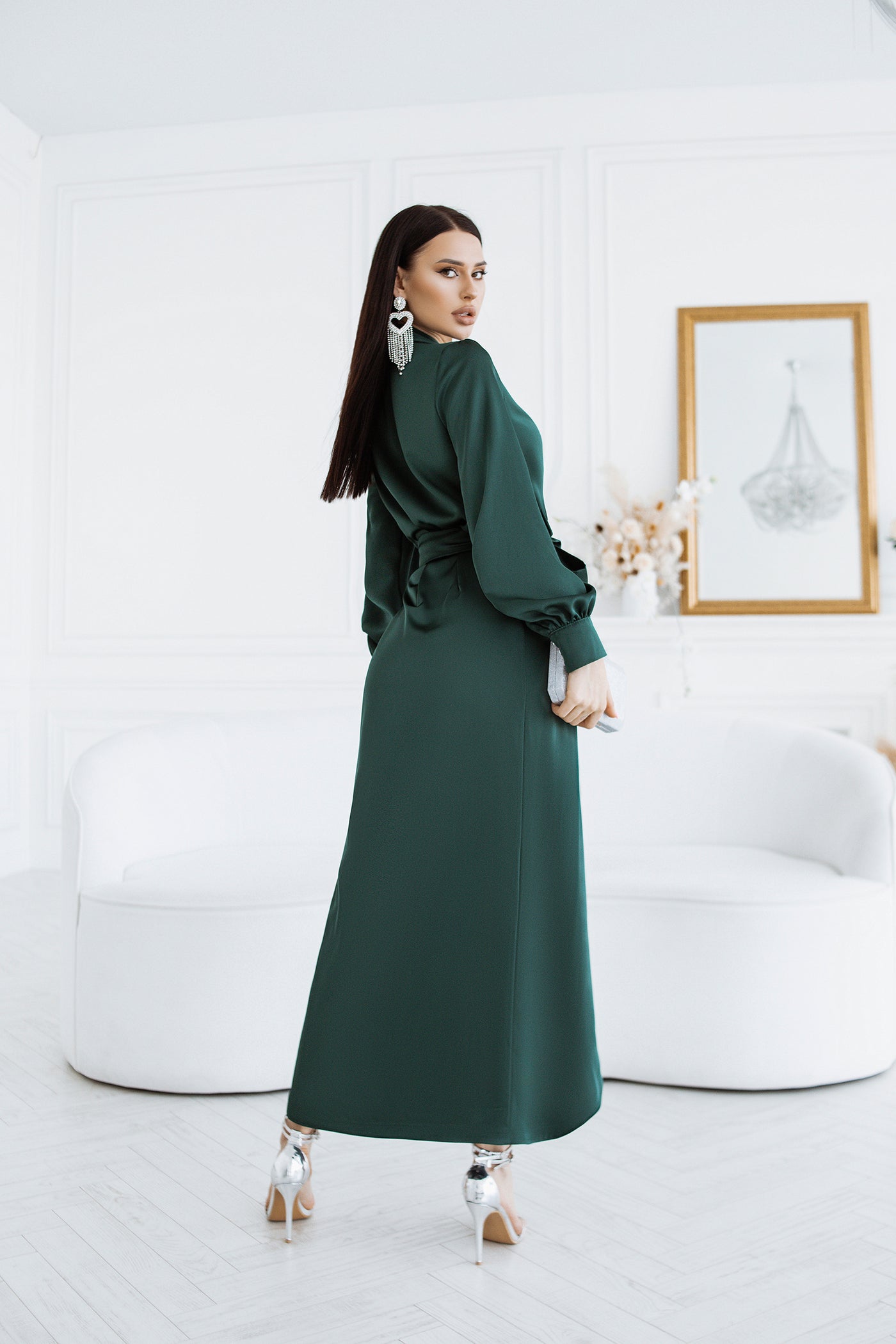 Emerald COLLARED WRAP MIDI DRESS (ARTICLE C405)