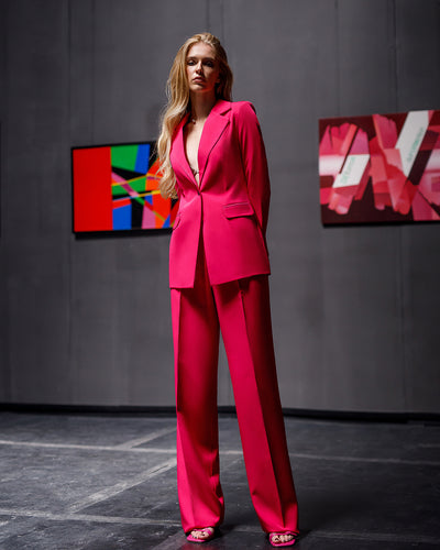 Crimson Belted Wide-Leg Suit 2-Piece (article 030)