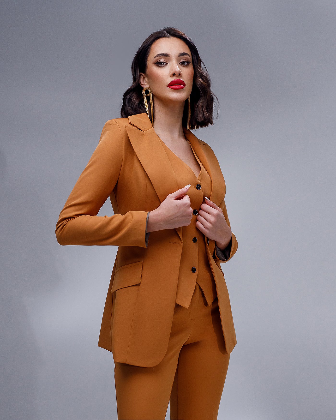 Caramel OFFICE SLIM-FIT 3-PIECE SUIT (ARTICLE 033)