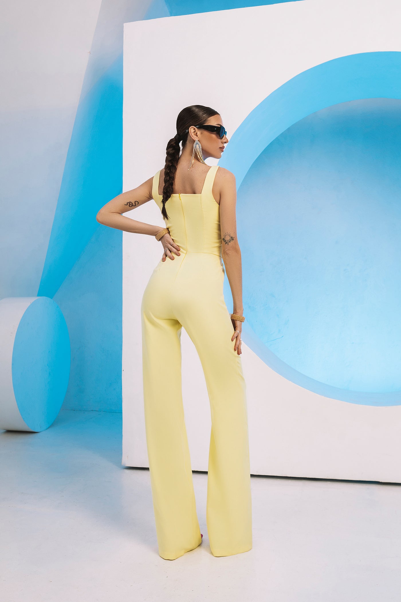 Yellow SLEEVELESS V-NECK JUMPSUIT (ARTICLE C289)