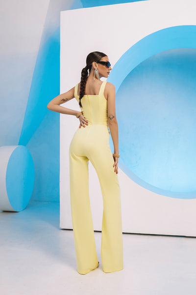 Yellow SLEEVELESS V-NECK JUMPSUIT (ARTICLE C289)