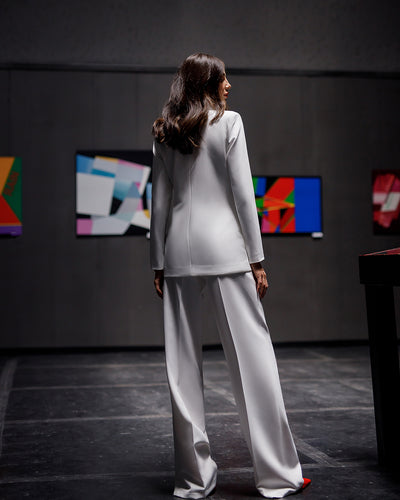 White Belted Wide-Leg Suit 2-Piece (article 030)