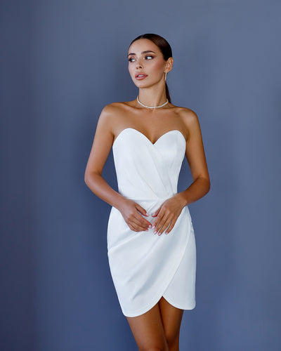 White SATIN STRAPLESS MINI DRESS (ARTICLE 304)