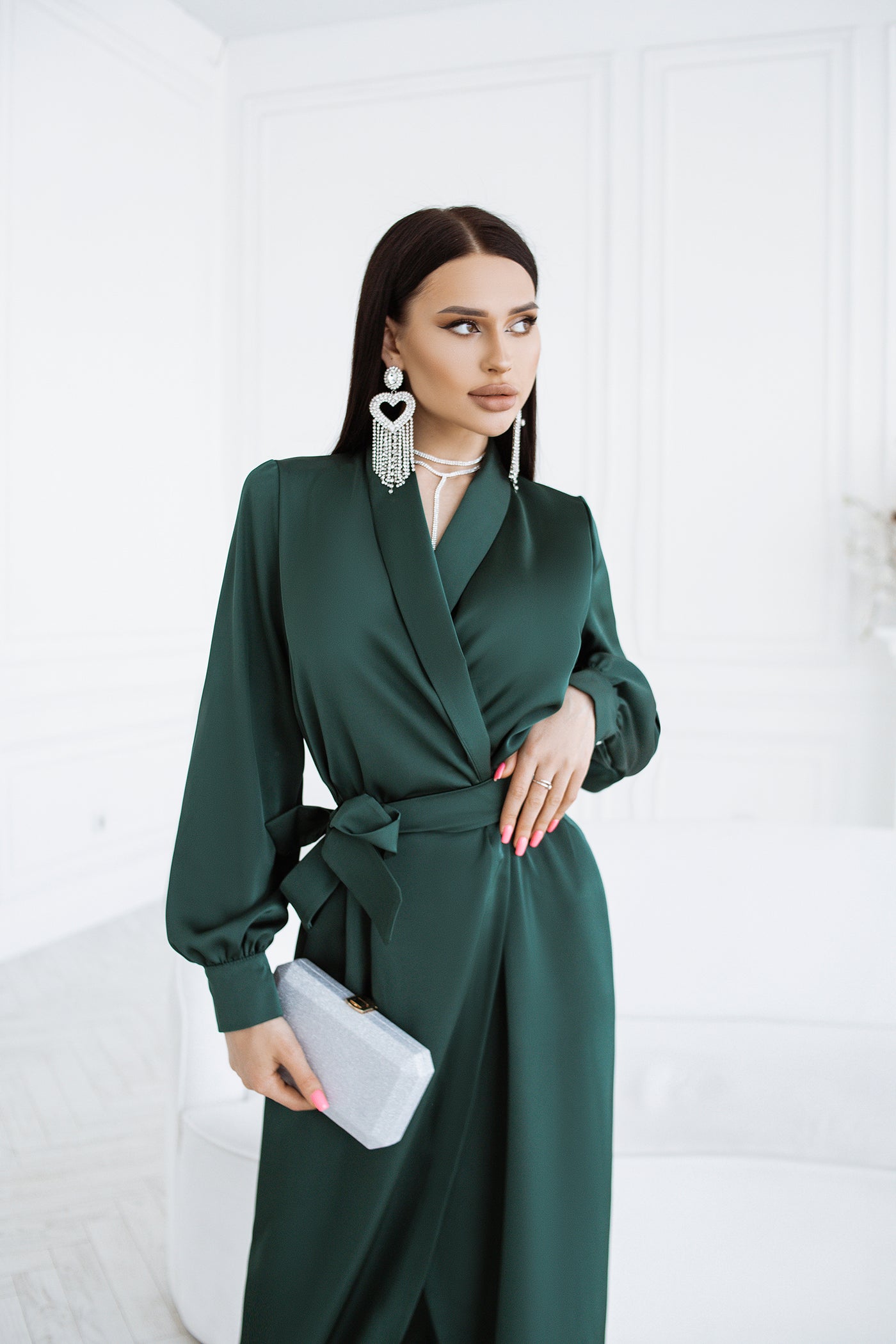 Emerald COLLARED WRAP MIDI DRESS (ARTICLE C405)