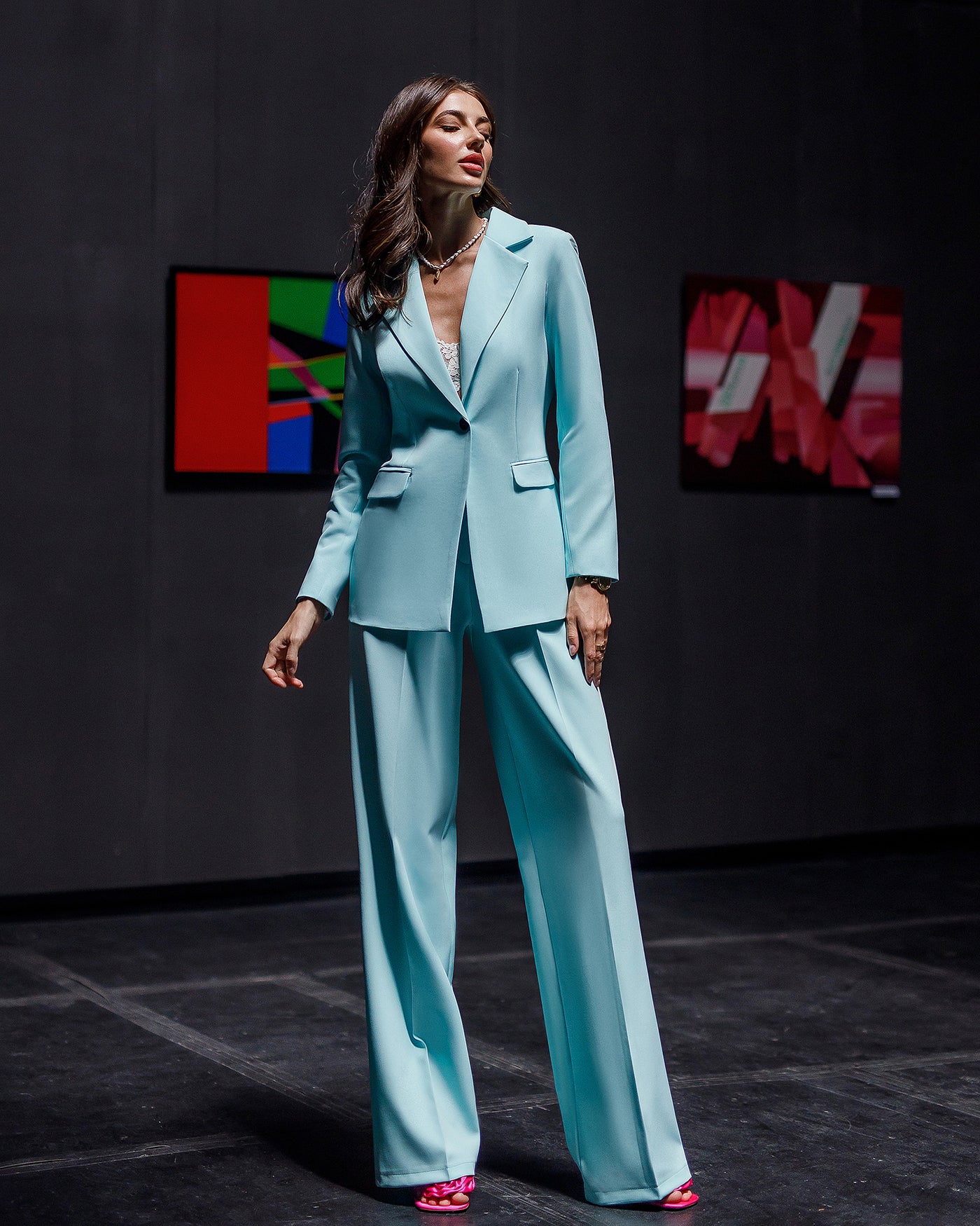 Tiffany Belted Wide-Leg Suit 2-Piece (article 030)