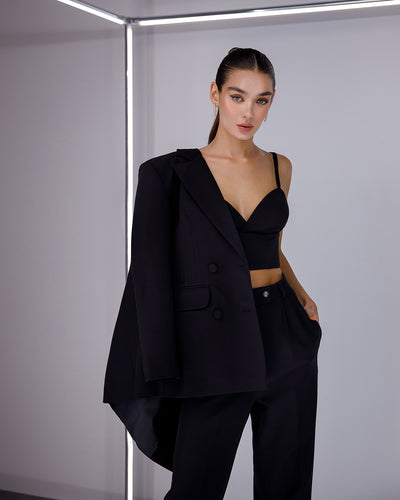 Black DOUBLE BREASTED SUIT 3-PIECE (ARTICLE 300)