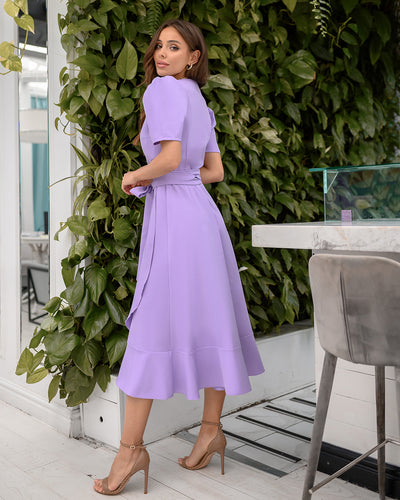 Lavender WRAP SHORT SLEEVE MIDI DRESS (ARTICLE 026/2)