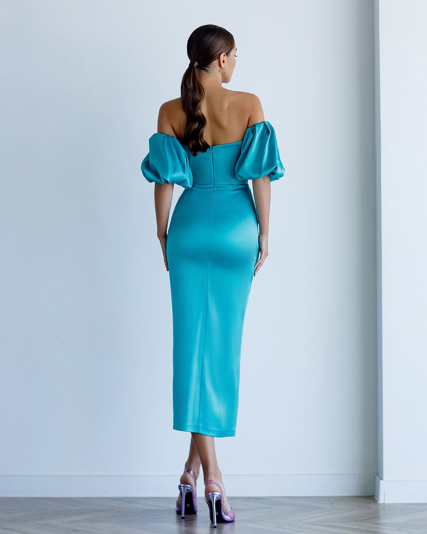 Mint PUFF-SLEEVE MIDI DRESS (ARTICLE 289)