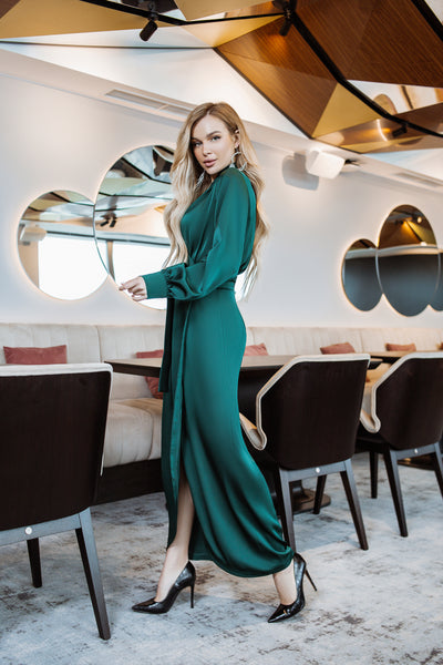 Emerald COLLARED WRAP MIDI DRESS (ARTICLE C405)