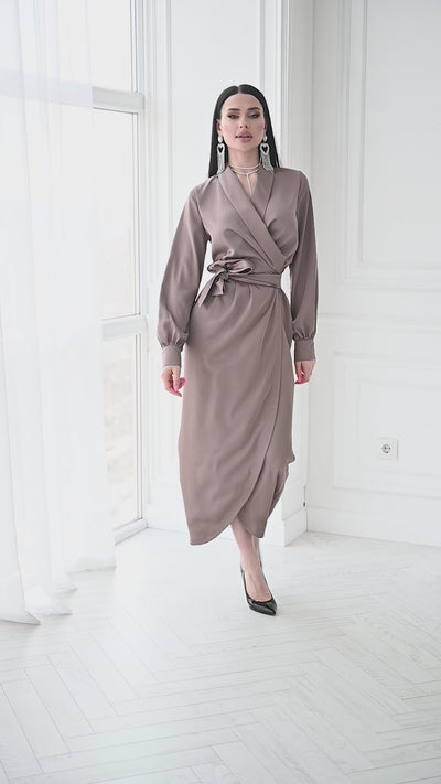 Mocco COLLARED WRAP MIDI DRESS (ARTICLE C405)