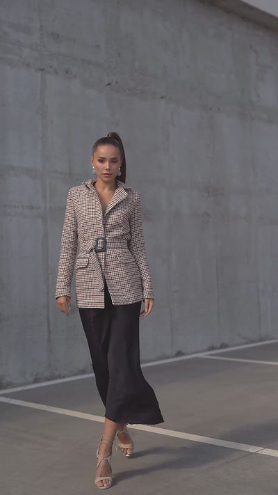 Ginger HOUNDSTOOTH BELTED SLIM-FIT BLAZER (ARTICLE 029)