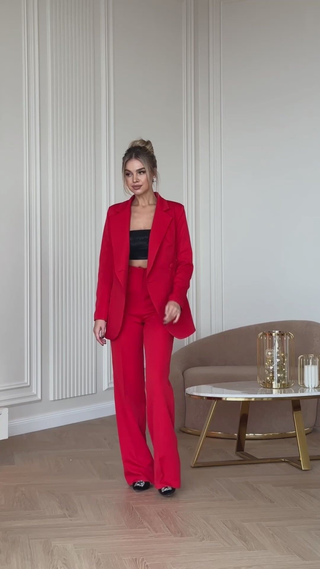 RED SINGLE-BREASTED SUIT 2-PIECE (ARTICLE C438)