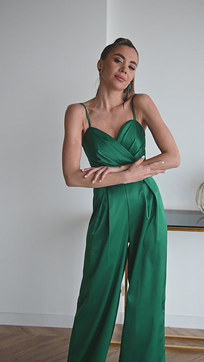 Emerald SATIN WIDE-LEG JUMPSUIT (ARTICLE C314)