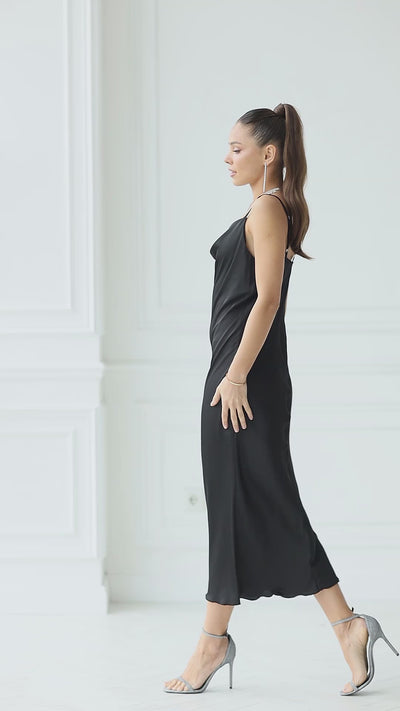 Black Silk Slip Dress (article 021)