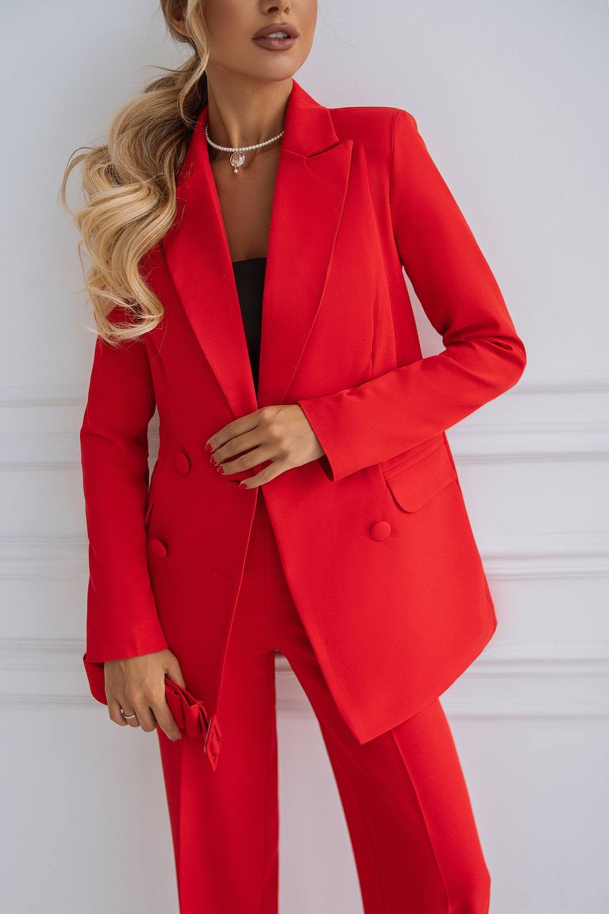 Red BELTED DOUBLE BREASTED SUIT 2-PIECE (ARTICLE C273)