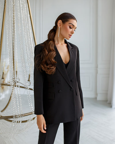 Black DOUBLE-BREASTED SUIT 2-PIECE (ARTICLE 404)