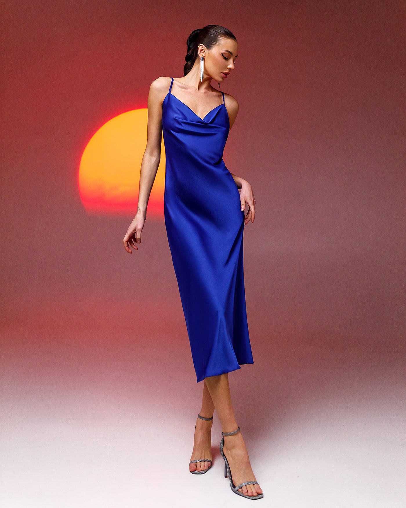 Blue SILK SLIP DRESS (ARTICLE 021)