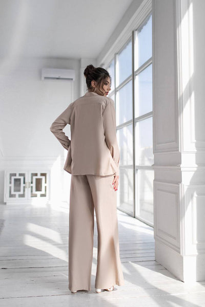 Beige Shirt & High Waist Pants  2-Piece Set (article 284)