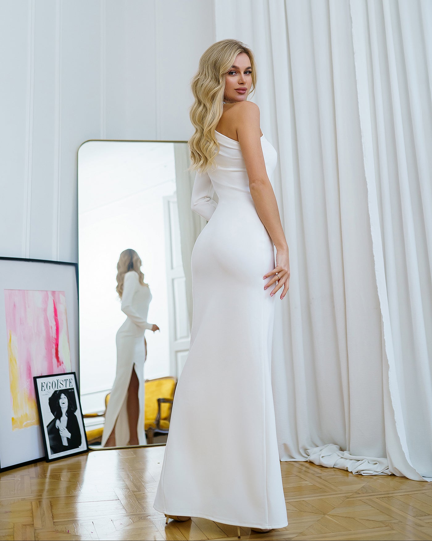 White One-Shoulder Maxi Dress (article 262)