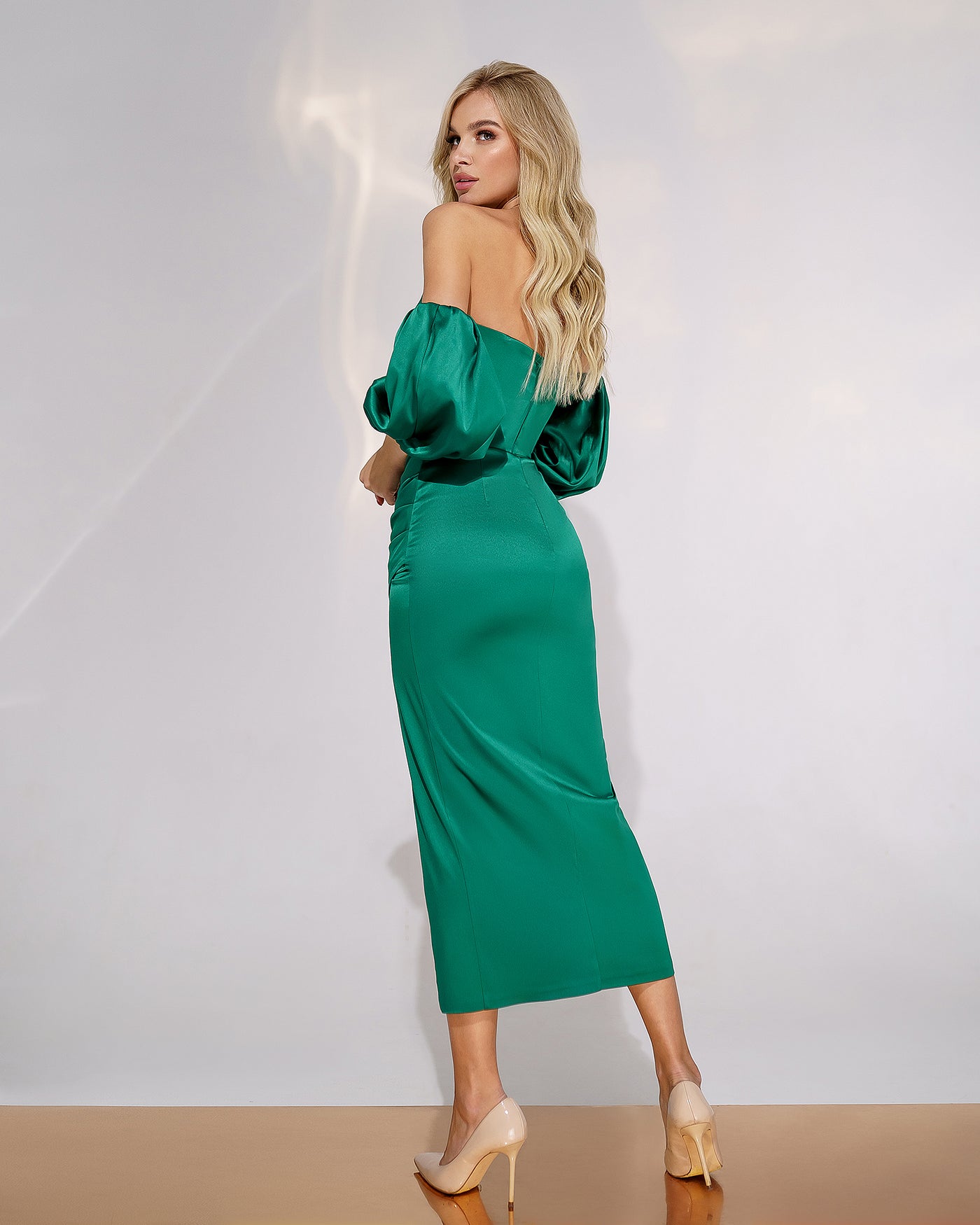 Emerald PUFF-SLEEVE MIDI DRESS (ARTICLE 289)