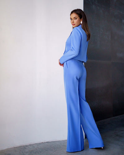 Blue CROP JACKET SUIT 2-PIECE (ARTICLE 334)