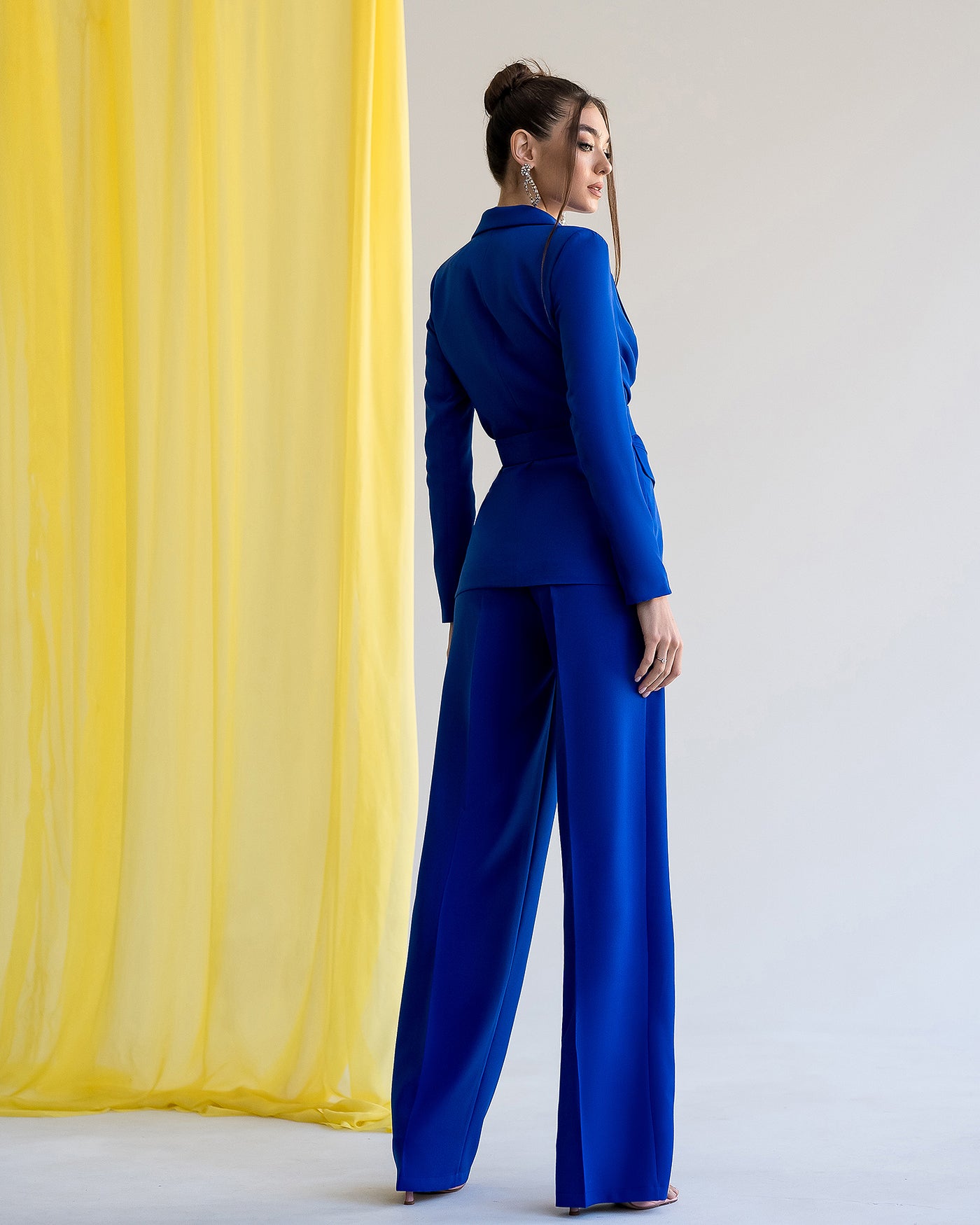 Blue Belted Wide-Leg Suit 2-Piece (article 030)