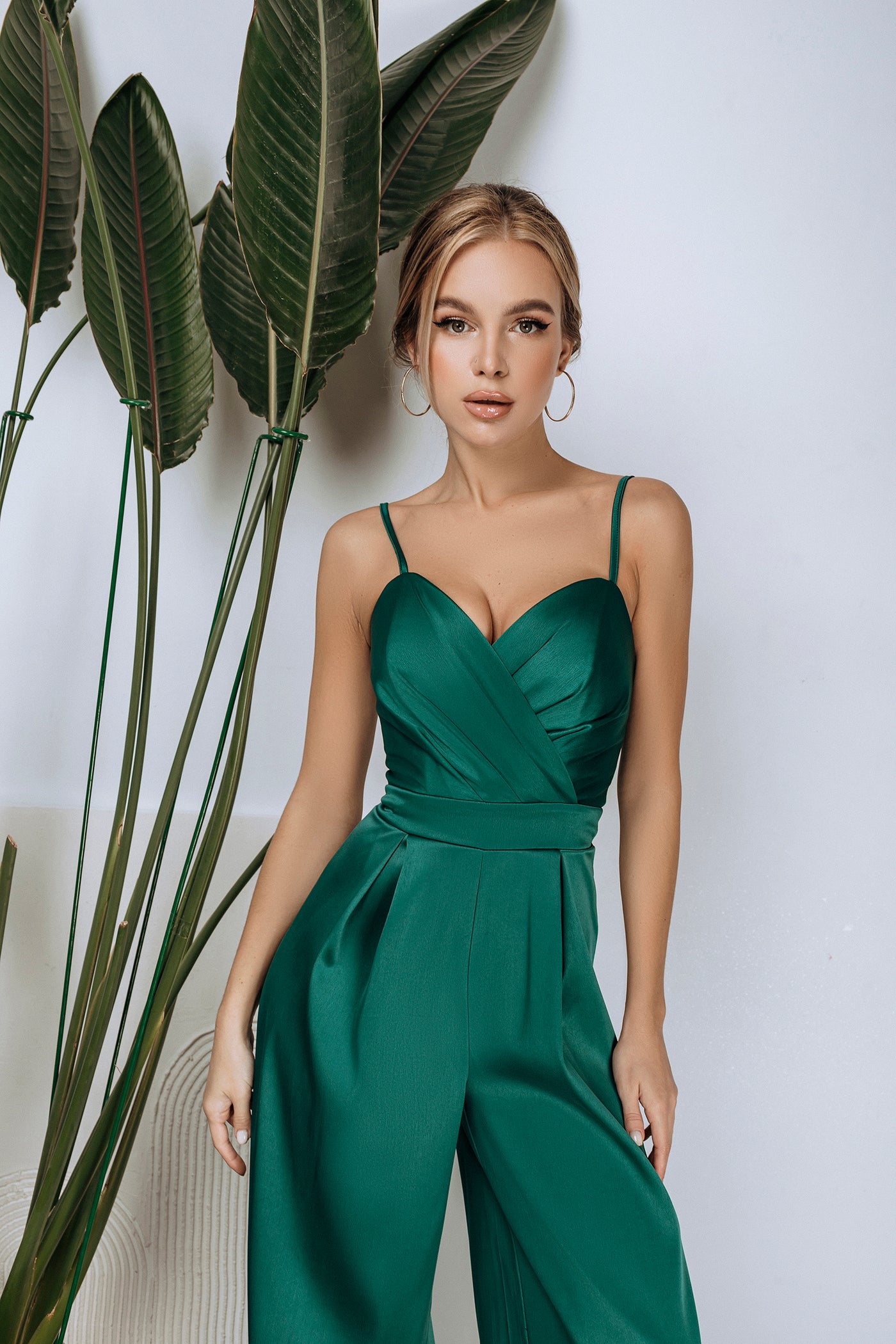 Emerald SATIN WIDE-LEG JUMPSUIT (ARTICLE C314)