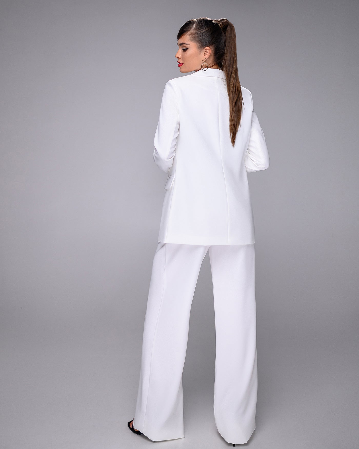 White Belted Wide-Leg Suit 2-Piece (article 030)