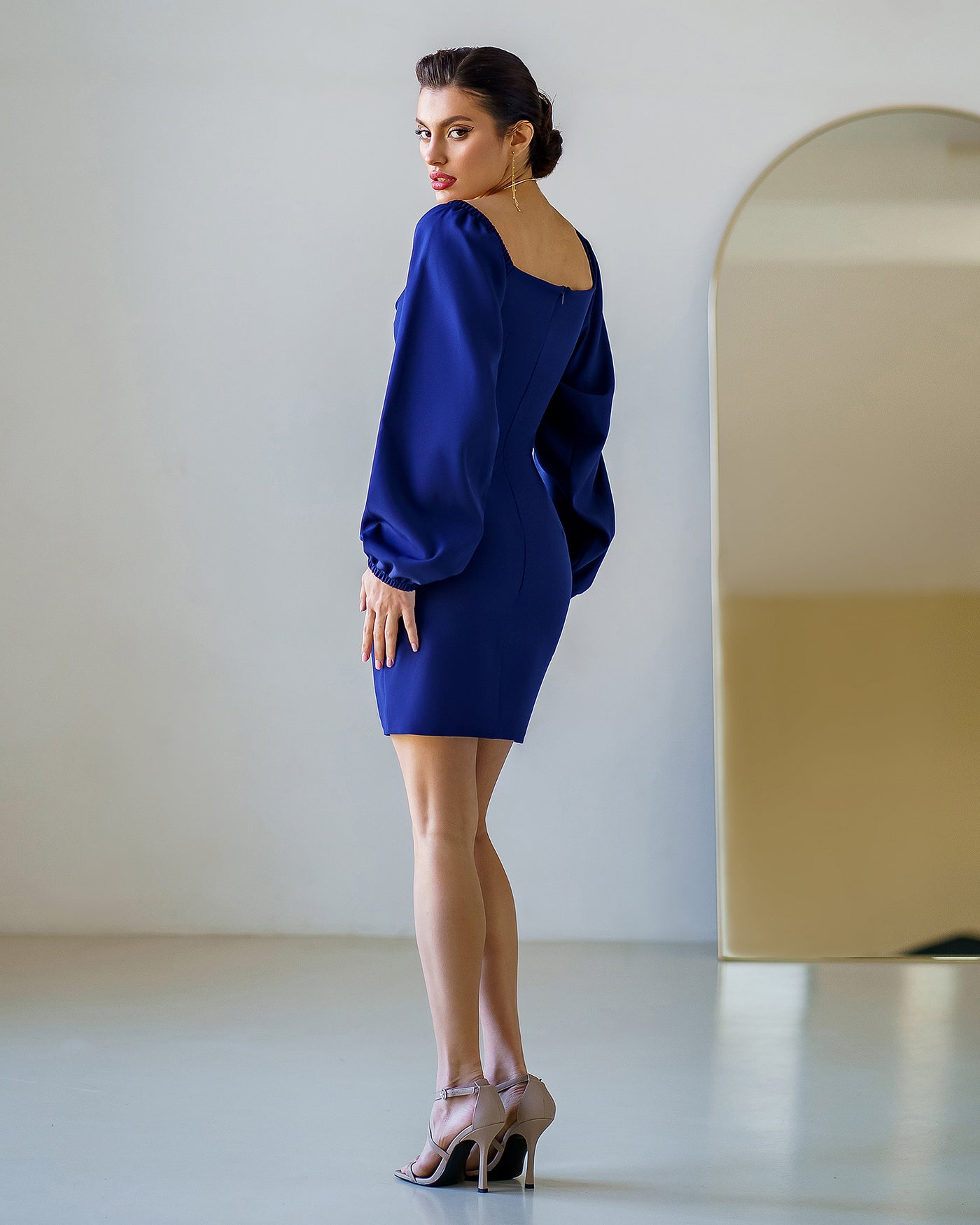 Blue PUFF-SLEEVE MINI DRESS (ARTICLE 257)