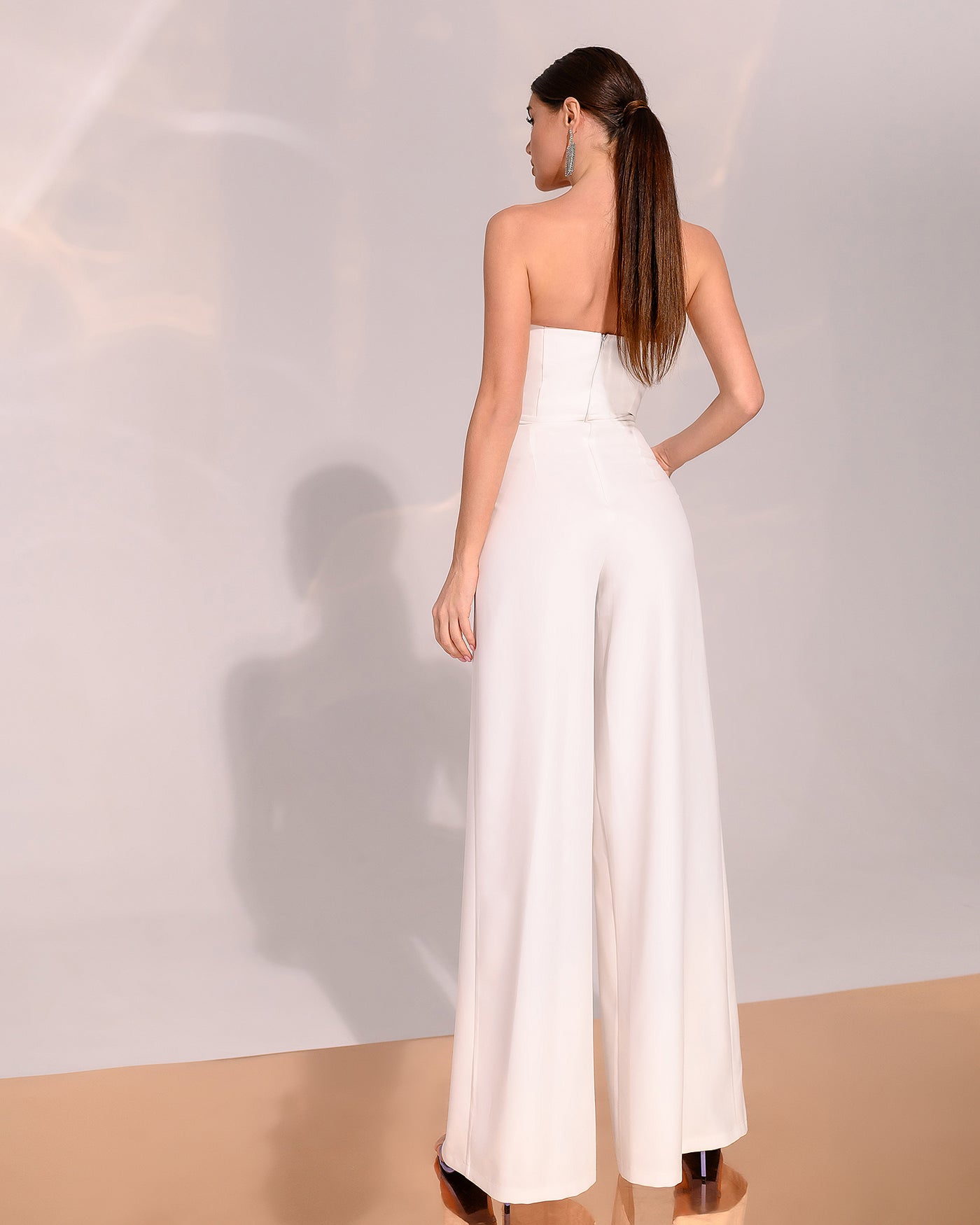 White Strapless V-Neck Jumpsuit (article 323)