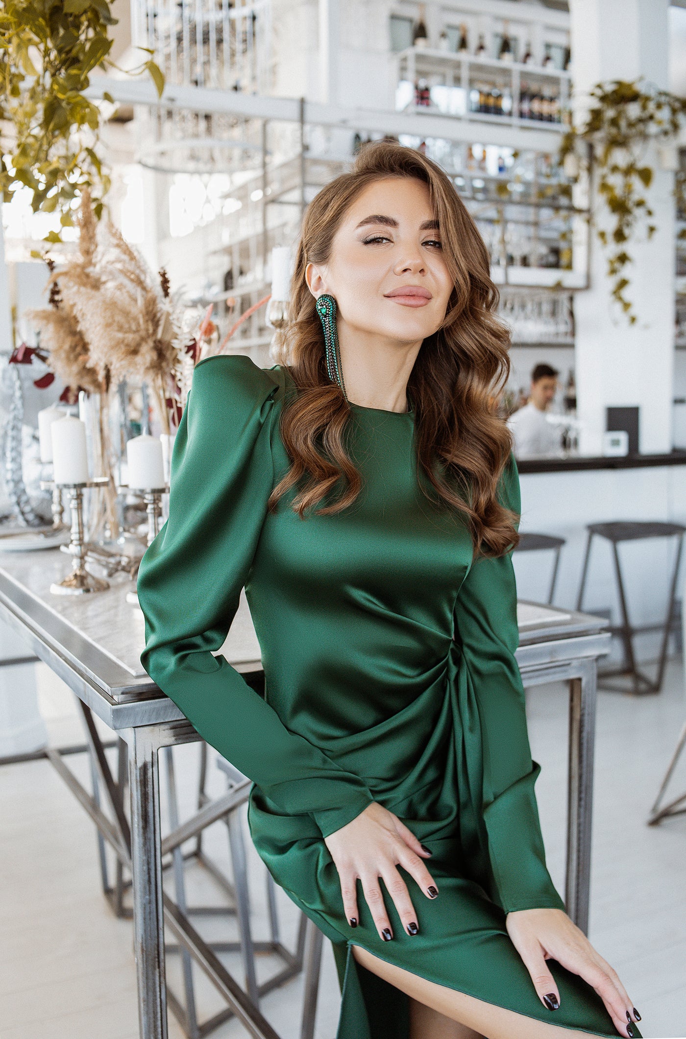 Emerald PUFF SLEEVE WRAP DRESS (ARTICLE C300)