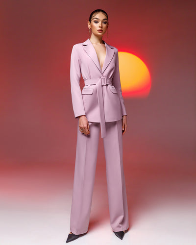 Dusty Pink BELTED WIDE-LEG SUIT 2-PIECE (ARTICLE 030)