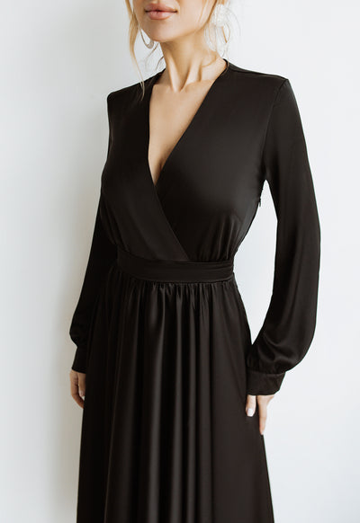 Black MIDI LONG SLEEVE DRESS (ARTICLE C393)