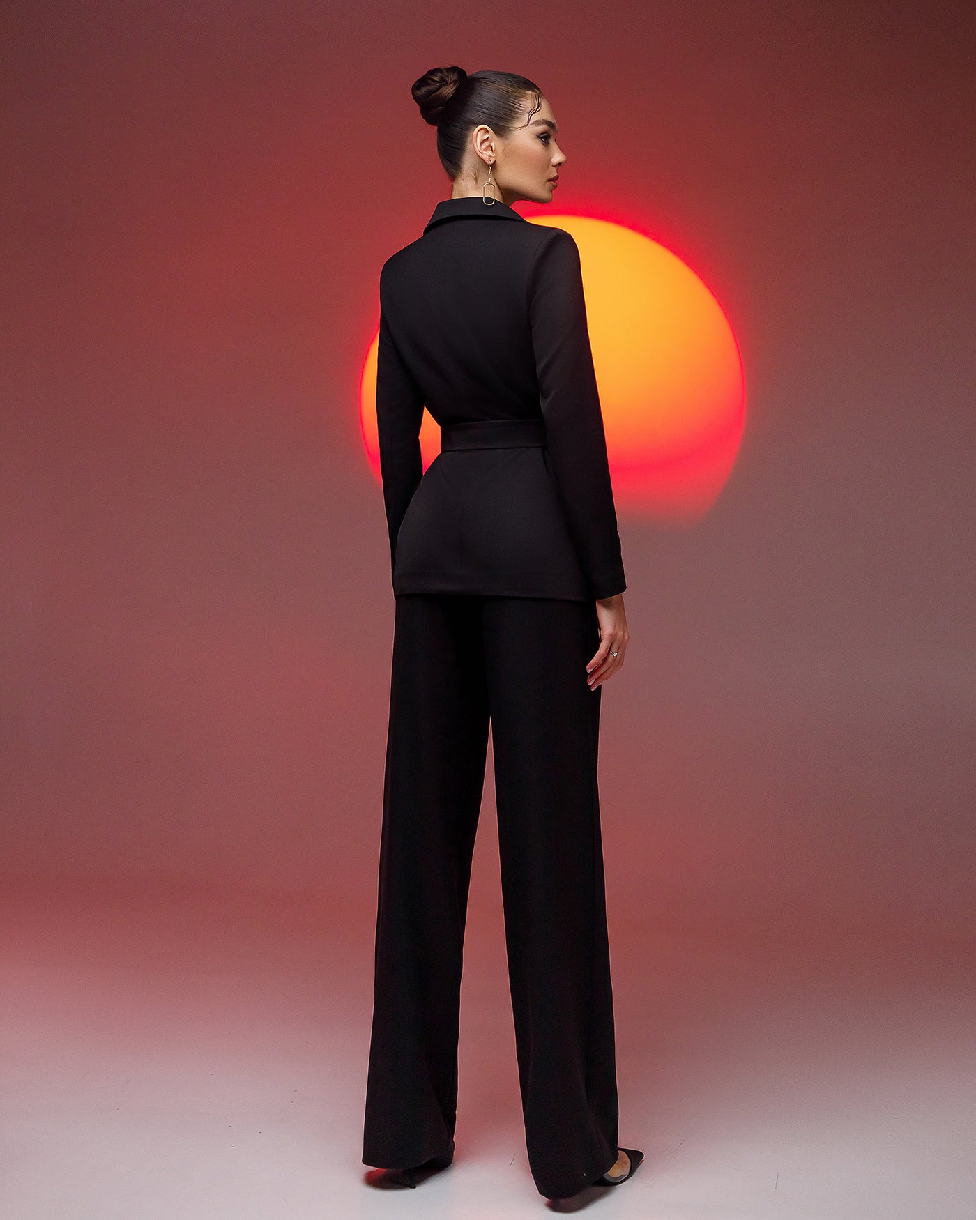 Black BELTED WIDE-LEG SUIT 2-PIECE (ARTICLE 030)