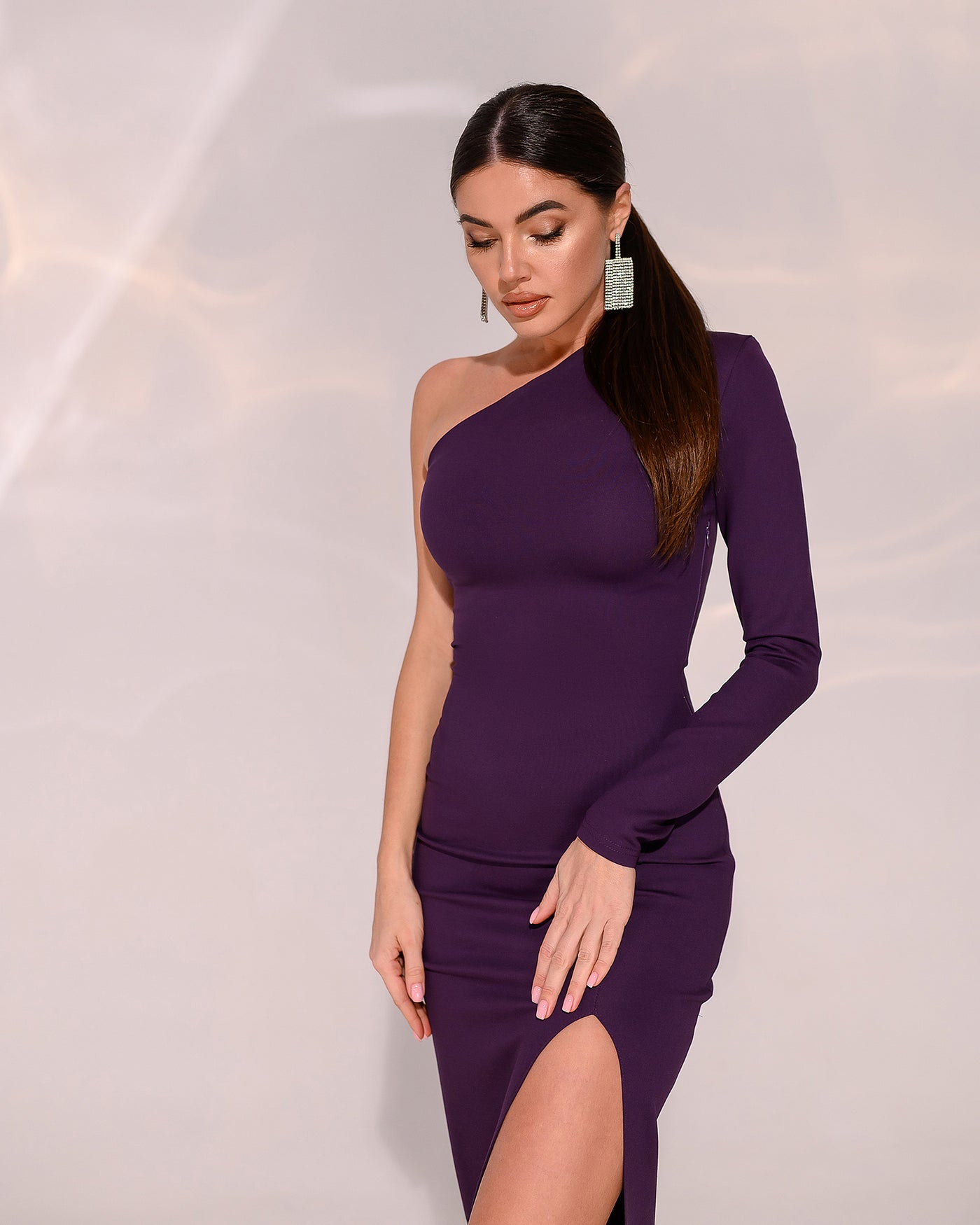 Plum One-Shoulder Maxi Dress (article 262)