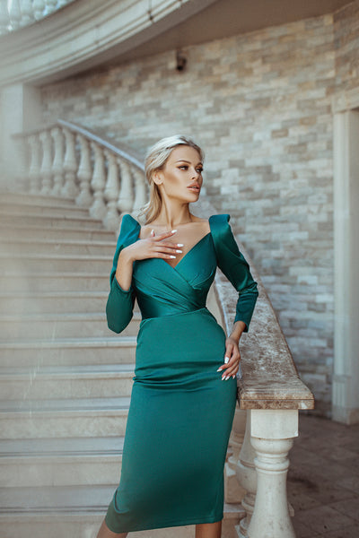 Emerald LONG SLEEVE MIDI DRESS (ARTICLE C268)